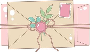 Two Envelopes Tied With Twine. Cute and Simple Style. vector