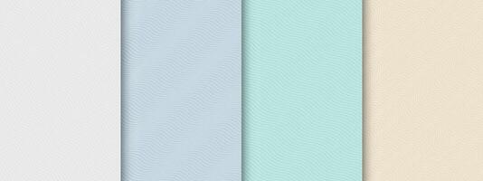 Collection of colorful seamless striped wave patterns. Repeatable delicate backgrounds with curve lines. Soft wavy linear textures. Minimalistic textile prints vector