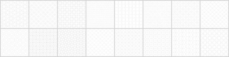 Collection of seamless ornamental patterns. Grey oriental vintage backgrounds. Monochrome geometric tile mosaic design. Grid texture - textile prints vector