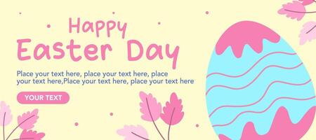 Happy Easter Day greeting card with eggs illustration on yellow background for banner and poster. vector
