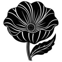 Poppy flower silhouette art vector
