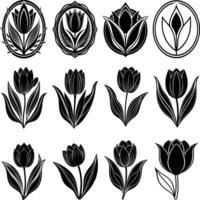 Simple tulip silhouette design vector