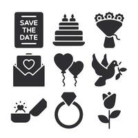 The card also features a cake, balloons, and a ring vector