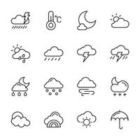 A set of weather icons including rain, clouds, and sun vector