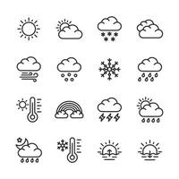 A set of weather icons including rain, snow, and sun vector