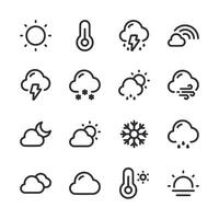 A set of weather icons including sun, rain, snow, and clouds vector