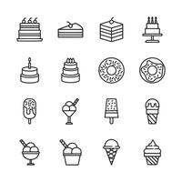 A set of food icons including cakes, donuts, and ice cream vector