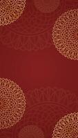 Simple Elegant Mandala Patterns with Delicate Gold Detailing on a Luxurious Deep Red Vertical Background vector