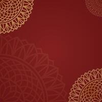 Royal Red Mandala Square Background with Simple Bold Intricate Gold Motifs vector