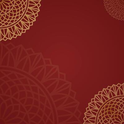 Royal Red Mandala Square Background with Simple Bold Intricate Gold Motifs