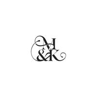 wedding concept monogram elegant and luxury concept MK bold serif initial calligraphy letter vector