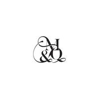wedding concept monogram elegant and luxury concept MQ bold serif initial calligraphy letter vector