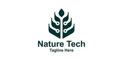 logo design combination of leaves and technology connection, logo for ecology, connection, symbol, icon, idea, creative. vector