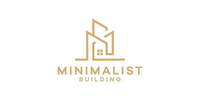 logo design building minimalist line and house, logo for building construction symbol, icon, idea, creative. vector