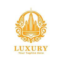 Simple Luxury Logo Design With Flat Background vector