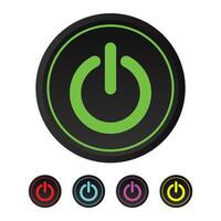 Colorful Glowing Button On Off Button Red Green Yellow Cyan Purple Button vector