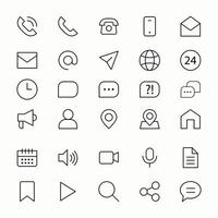 Contact us communication icon set for UI UX vector