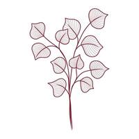 Minimalist illustration of a leafy branch perfect for decor or botanical-themed projects, elegant line art leaf branch design. vector