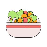Salad Bowl, Flat Design. A fresh vegetable salad in a bowl, perfect for healthy food concepts, menu designs, or nutrition-related graphics. vector