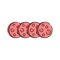 Sausage Slice, Flat Design. A sliced sausage, great for meat product labels, grocery store graphics, or protein rich meal icons. vector