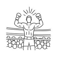 boxer celebrating after delivering a knockout punch and defeating the opponent vector