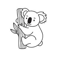 koala clinging to a tree trunk, chewing on eucalyptus leaves vector