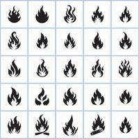 Collection of a fire silhouette icon set design on a white background vector