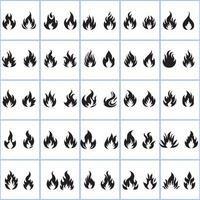 A set of fire icons in various sizes design on a white background vector