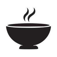 A black and white illustration of a bowl with steam design on a white background vector