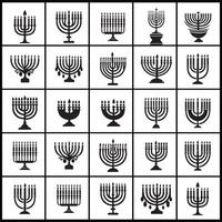 silhouette menorah icons set design on a white background vector