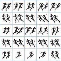 a set of silhouettes of running people design on a white background vector