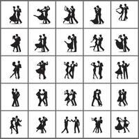 A dancing couples silhouettes set design on a white background vector