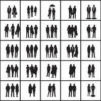 A collection of silhouettes of people in various poses design on a white background vector