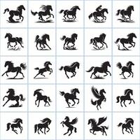 set of running horse silhouettes design design on a white background vector
