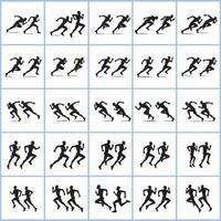 Creative set of silhouettes of running people design on a white background vector