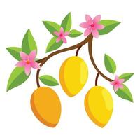 Lemon tree with flowers vector
