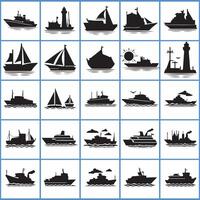 a collection of ships and boats design on a white background vector
