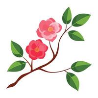 A branch with flowers and leaves on it vector