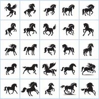 Creative collection of horses silhouette design on a white background vector