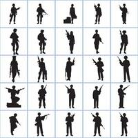 Creative silhouettes of soldiers and soldiers with guns design on a white background vector