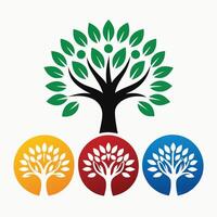 A tree with four different colors and leaves vector