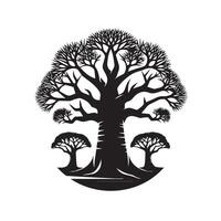 Creative black and white logo for a tree design on a white background vector