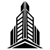 A black and white logo of a skyscraper design on a white background vector
