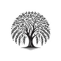 A black and white logo for a tree design on a white background vector