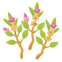 Three small flowers on a branch vector