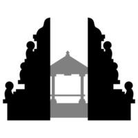 Silhouette of a Balinese gate with intricate design, suitable for travel brochures, tourism websites, cultural presentations, and inspirational designs. vector