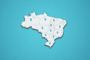 Brazil 3D map illustration with province map pin on isolated background vector