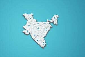 India 3D map illustration with province map pin on isolated background vector