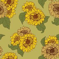 Seamless pattern of sunflower with combination of yellow and brown color, digital pattern for prints, fabrics, or sublimation. vector