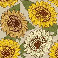 Retro Sunflower seamless pattern, suitables for prints, fabrics,or subimation. vector